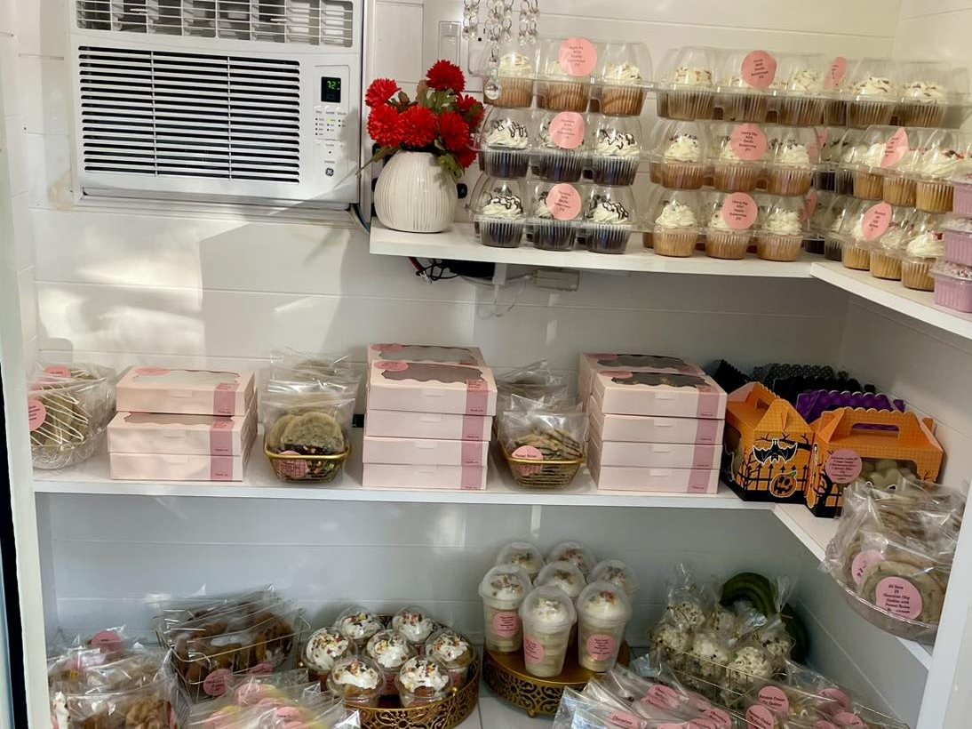 Treats on the stand shelves