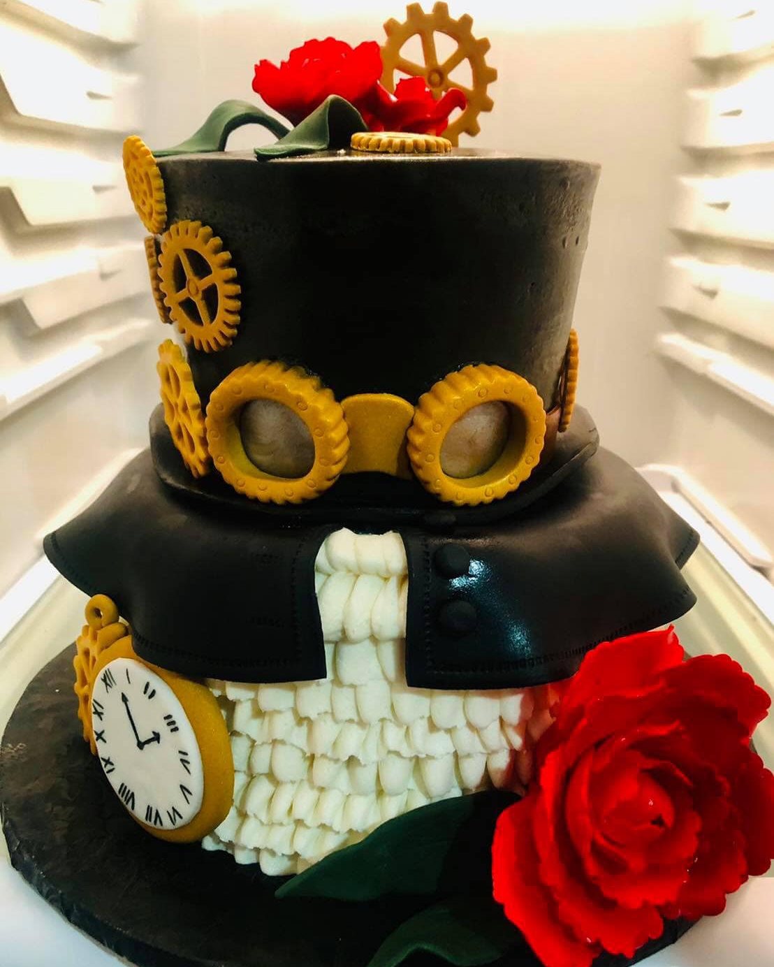 Steampunk top hat cake